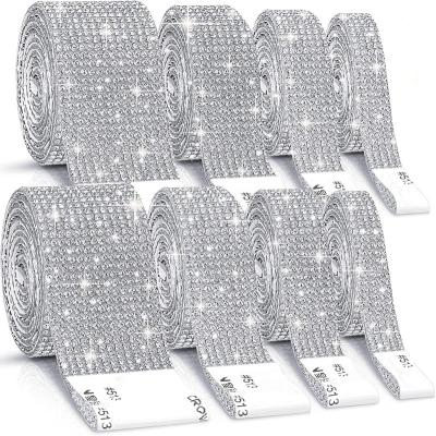 China Flatback Crystal Rhinestone Ribbon Roll Self Adhesive Diamond Tape Glitter Rhinestone Sticker For Diy Gift Wrapping Wedding for sale