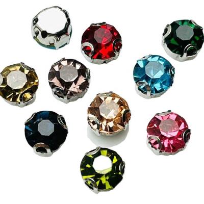 China Flatback 3D Stone Rhinestone Crystal Glass Gold Claw Sewing Sew On Rhinestones For Garment for sale