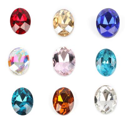 China All-Sizes Shape Glass Pointback Colored Oval Rhinestones Stone Material Pointback Stones For Wedding Dressing, Jewelry Crafts for sale