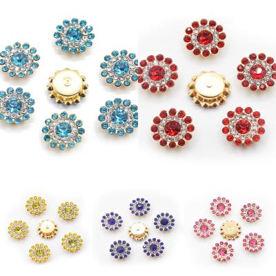 China Flatback 14mm Sunflower Glass Stone Rhinestone Round Crystal Fancy Stones Sew Flat Back On Lace for sale