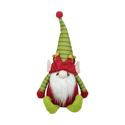 China 16 Inch Christmas Garden Decor Holiday Green Stripe Gift Home Decoration Felt Santa Gnomes Stuffed With Elf Ears for sale