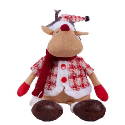 China All Plush Figurine Ornament Decorations Resting Plaid Moose Decoration Supplies for Christmas Table Home for sale