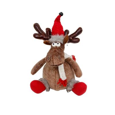 China Gift Home Decoration 15 Inch Stuffed Standing Handmade Swedish Nordic Elk Doll Christmas Deer Decoration Holiday Party Gifts With Hat for sale