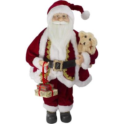 China All Christmas 2023 Handcraft Thumb Santa Claus Decoration Toy Stuffed Plush Standing Plaid 18 Decor for sale