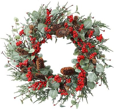 China All Crafts Handmade Christmas Wreath Decor 22inch For Indoor Outdoor Farmhouse Wall Window Festival Wedding Home Decor for sale