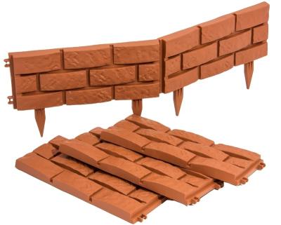 China Easily Assembled Decorative Plastic Garten Brick Wall Effect Lawn Garden Edging Terracotta Garden for sale