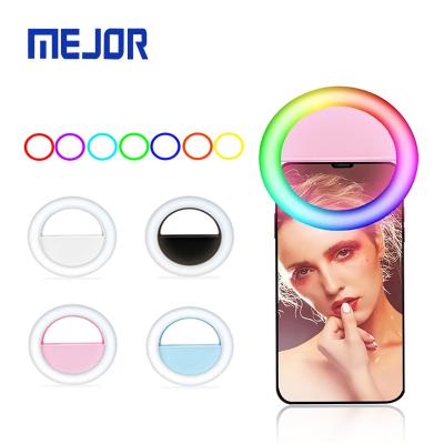 China Mini Swivel Ring Dimmable Circle RGB Led Soft Lamp For Women Makeup USB Camera Visual Selfie Ring Light Clip for sale