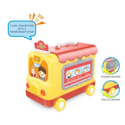 China 2020 cute hot-selling plastic 2 in 1 bus and burger shop toy kids gift for sale