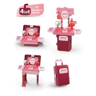 China Plastic Convertible 4 In 1 Makeup Vanity Suitcase Toys For Girls Kids LD423344 for sale