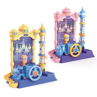 China Funny Carry-Over Castle With Light Music Indoor Desktop Pinball Machine Playing Early Educational Game Hook Ball Toys For Children LD463479 for sale