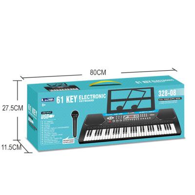 China MIC USB Keys Battery Operated Musical Piano Toy 61 Keyboard Instrument Electronic Toy Made in China for sale