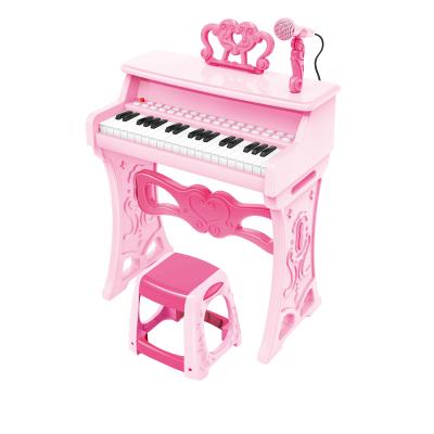 China Toy 37 Keys Battery Operated Pink Color MIC Chair Keyboard Piano Organ Educational Electronic Musical Instruments Toys for sale