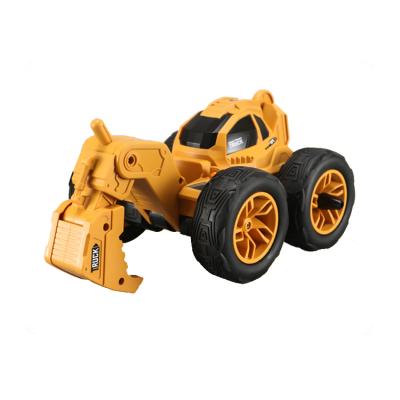 China Hot Selling RC Model 2.4G Yellow Light RC Radio Stunt Excavator Engineering Vehicle Car Remote Control Toys for sale