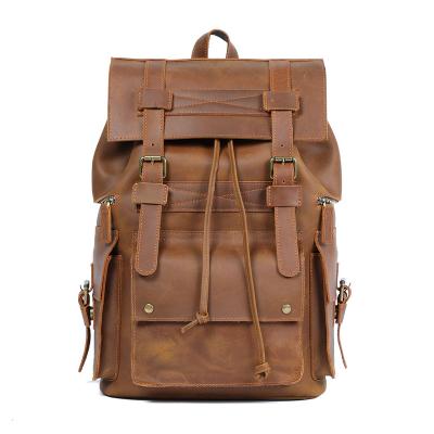 China Leather Laptop Bag School Office Bag Travel Rucksack Large Capacity Full Grain Backpack Wear-resistant Leather Backpack for sale