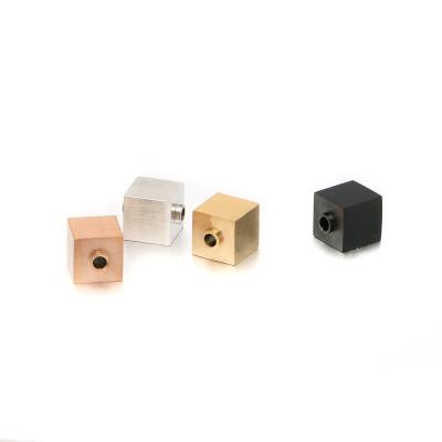 China DIY Bracelet Jewelry Cube 6*6*6mm Gold Plated Stainless Steel Spacer Beads Laser Engraved LOGO DIY Metal Charms Bracelets For Jewelry Making for sale