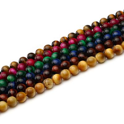 China Beads For Jewelry Making Wholesale 6/8/10mm Natural Tiger's Eye Beads Beaded Bracelet Necklace Loose Beads For Jewelry Making for sale