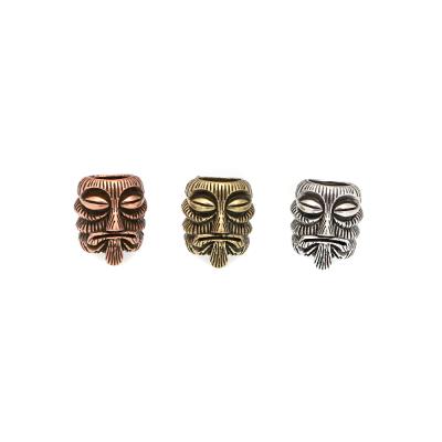 China Beads For Jewelry Making Vintage 9mm Hole Mayan Statue Head Beads Paracord Bracelets Copper Plated Spacer Beads For DIY Bracelet Jewelry Accessories for sale