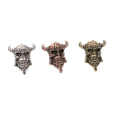 China Beads For Jewelry Making Tee Fashion Bareback Horned Skull Heads Beads Bronze Metal Big Hole DIY Spacer Beads Mens Bracelets For Jewelry Making for sale