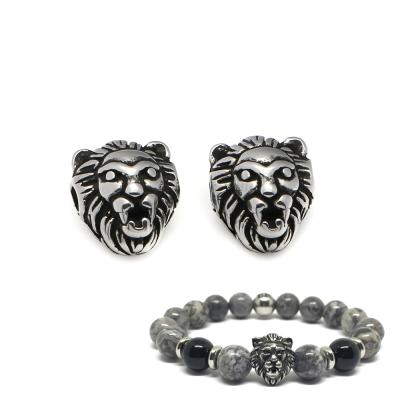 China Ancient lion main bead for bracelet making paracord metallization lion spacer beads for survival bracelet accessories 11*10mm for sale