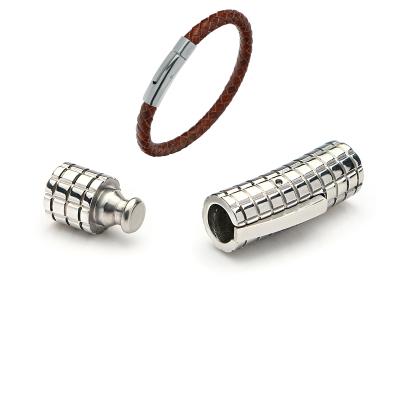 China Mestylish Stainless Steel Custom Round TubeThread Clasp DIY Magnetic Leather Rope Bracelet Clasps For Jewelry Making Buckle for sale