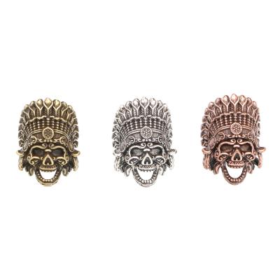 China Popular Fine Fashion Retro 6mm Hole Copper Plated Antique Maya Style Skull Metal Men's Bead Diy Bracelet Spacers Accessories For Jewelry Making for sale