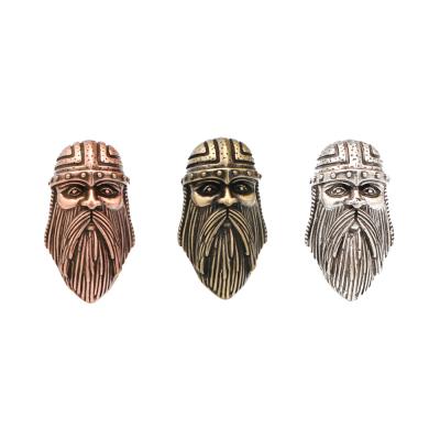 China Beads For Jewelry Making 10mm Big Beard Antique Bronze Viking Head Beads Diy Spacers Paracord Charm Necklace Survival Copper Bracelet For Jewelry Making for sale