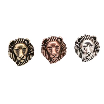 China Beads For Jewelry Making Retro Lion Head Beads Survival Bracelet Copper Plated Spacer Bead Diy Men's Bracelet Accessories For Jewelry Making for sale