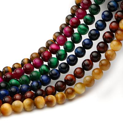 China Beads For Jewelry Making Fashionable High Quality Natural Hand-Polished Tiger Eye More Colorful Beaded Loose Bead Bracelet For Jewelry Making for sale