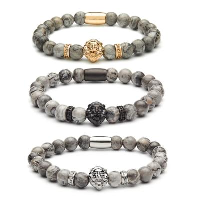 China Factory supply TRENDY Chinese stainless steel leopard head beads bracelet for men for sale