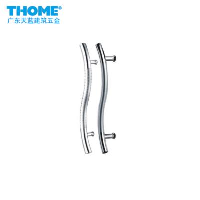 China Modern S Shape Stainless Steel Mid-Stain Big Start Point Big Glass Door Handle for sale