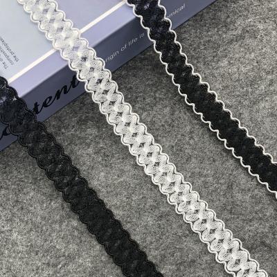 China DIY Knitted Braid Lace Sustainable Black And White S-Type Ribbon Embroidered Decoration for sale