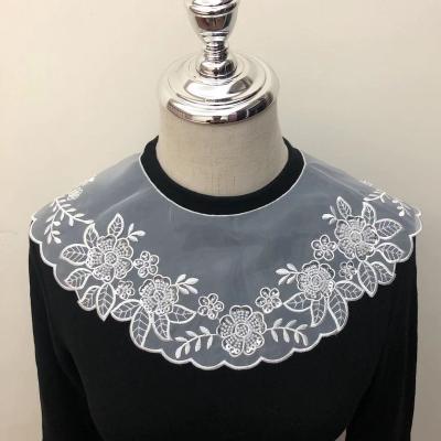 China Handmade Hot Selling Beaded Flower Embroidery Tulle Fabric Collar For Women Clothing for sale