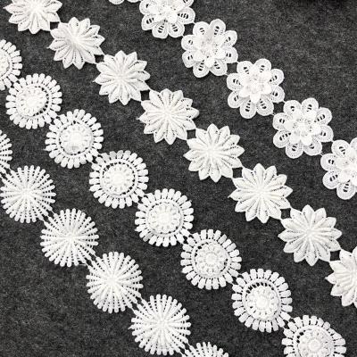 China 3D 4cm Polyester Chemical Nylon Material 3d Flower Lace Trimming for sale