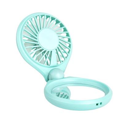 China Mirror Fan With Colorful 1000 Mini Handheld Fan Mah Battery Portable Outdoor Mirror Fan LED Light Beauty Lamp Fan With Strap for sale