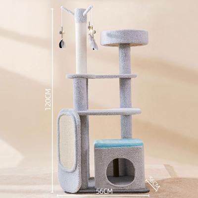 China Luxury Modern Large Sisal Climbing Frame Scratcher Components Stocked Wood Cat Tree for sale