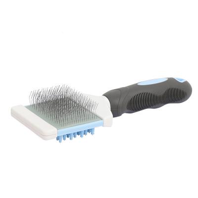 China Stainless Steel Removal Hair Grooming Tool Comb Clean Stored Dog Deshedding Double Sided Dog Hair Brush Dog Comb for sale