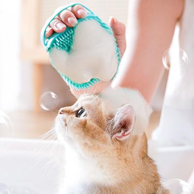 China Amazon Stocked New Hot Selling Soft Silicone Massaging Brush Dog Cat Hair Bath Comb Pet Shower Brush for sale