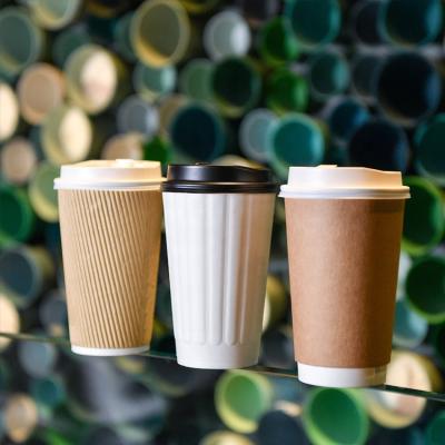 China 20oz Disposable Hot Paper Cups Insulated Ripple Wall Paper Cup Ripple Wall Double Disposable Paper Cups 8oz for sale