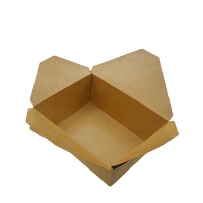 China Recyclable Brown Paperboard Food Grade Kraft Paper Lunch Boxes For Food Packing Box Take away for sale