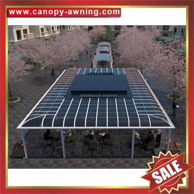 China patio terrace sunshade aluminum polycarbonate gazebo shelter canopy awning for the coffee shop canteen store restaurant for sale