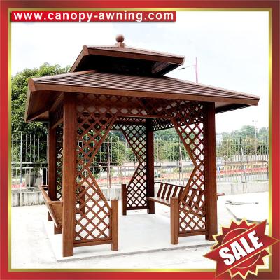 China outdoor garden park wood shape Aluminium aluminum alloy metal gazebo pavilion kiosk pergola sunshade shelter cover à venda