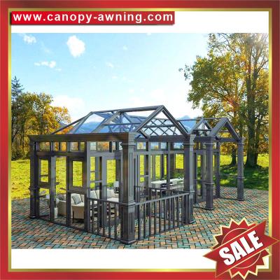 China prefab solar sun rain villa garden gazebo wood style glass aluminum sunroom sun room house sunhouse enclosure cabin kits for sale