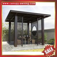 China outdoor backyard garden corridor wood look Aluminium aluminum pavilion gazebo canopy awning sunshade shelter à venda