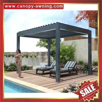 China Modern outdoor Aluminium alu Motorized Opening louvered shutter Roof Pergola gazebo pavilion canopy awning for sale for sale