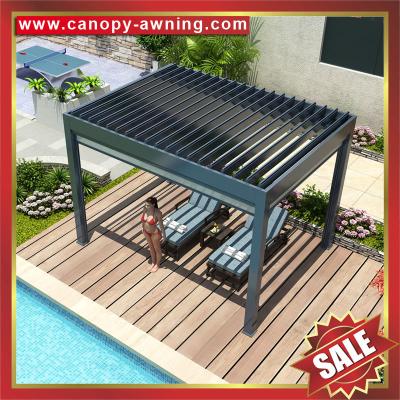 China Aluminum alu Waterproof Outdoor Bioclimatic canopy Awning Louvre Motorized Opening louvered Roof Pergola gazebo pavilion for sale