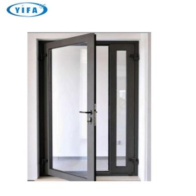 China Modern Design Security Double Door Balcony Bedroom Aluminum Casement Glass Door With Lock for sale