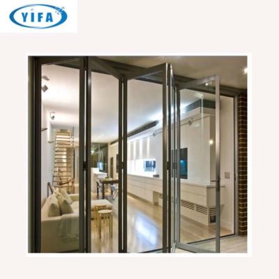 China Modern German Hardware Interior Folding Doors/Horizontal Bi-Folding Double Glass Folding Doors Door With Soundproof for sale