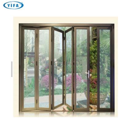 China Modern High Quality Sound Insulation Aluminum Glass Folding Doors for sale