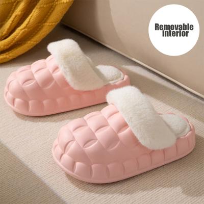 China Durable Custom Cotton Winter Fashion Removable And Washable Slippers for sale