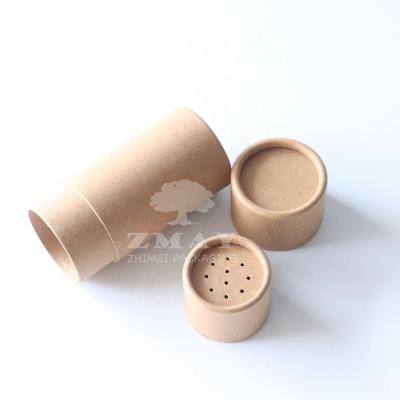 China Recycled Biodegradable Materials Kraft Paper Cardboard Tube Powder Paper Tube Top With Dry Strainer Shampoo Packaging for sale